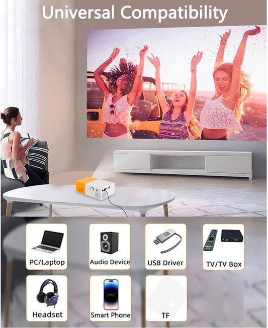 Mini Projector, Full HD 1080P Video Projector Built in HiFi Speaker, Portable LE